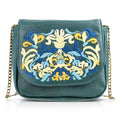 La Marey Light Pink Genuine Leather Sling Bag with Floral Embroidered Flap - Sticky add to cart bar