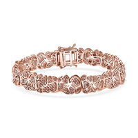 D'Joy Uncut Natural Pink Diamond 1.50 ctw Floral Bracelet in 18K Vermeil Rose Gold Over Sterling Silver (6.50 In)