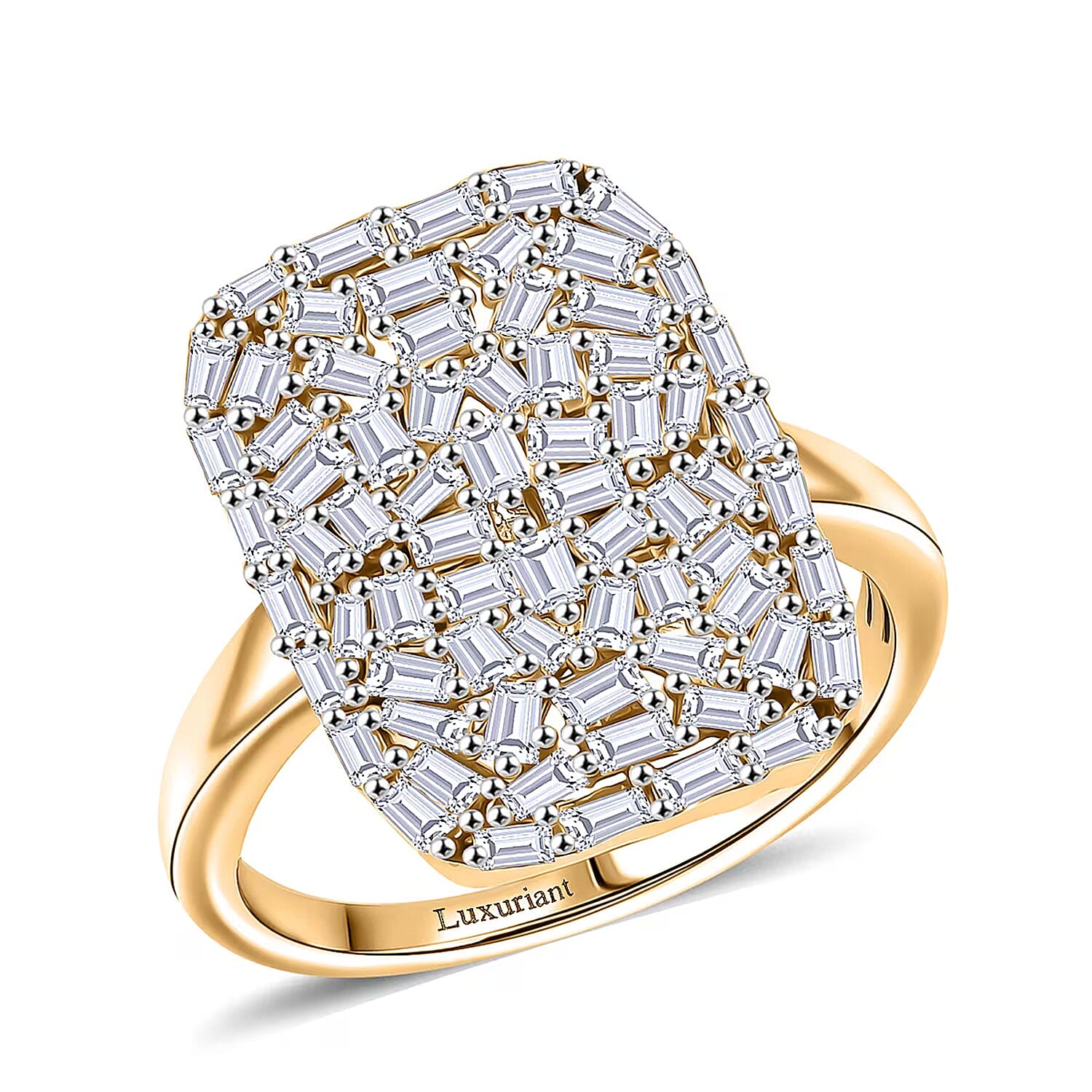 Luxuriant Lab Grown Diamond G-H SI 1.00 ctw Ring in 18K Vermeil Yellow Gold Over Sterling Silver (Size  10.0)