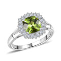 D'Joy Peridot and Moissanite 1.90 ctw Ring in Rhodium Over Sterling Silver (Size 10.0) - Sticky add to cart bar