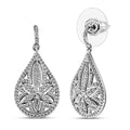EverTrue White Diamond Accent Floral Earrings in Platinum Bond - Sticky add to cart bar