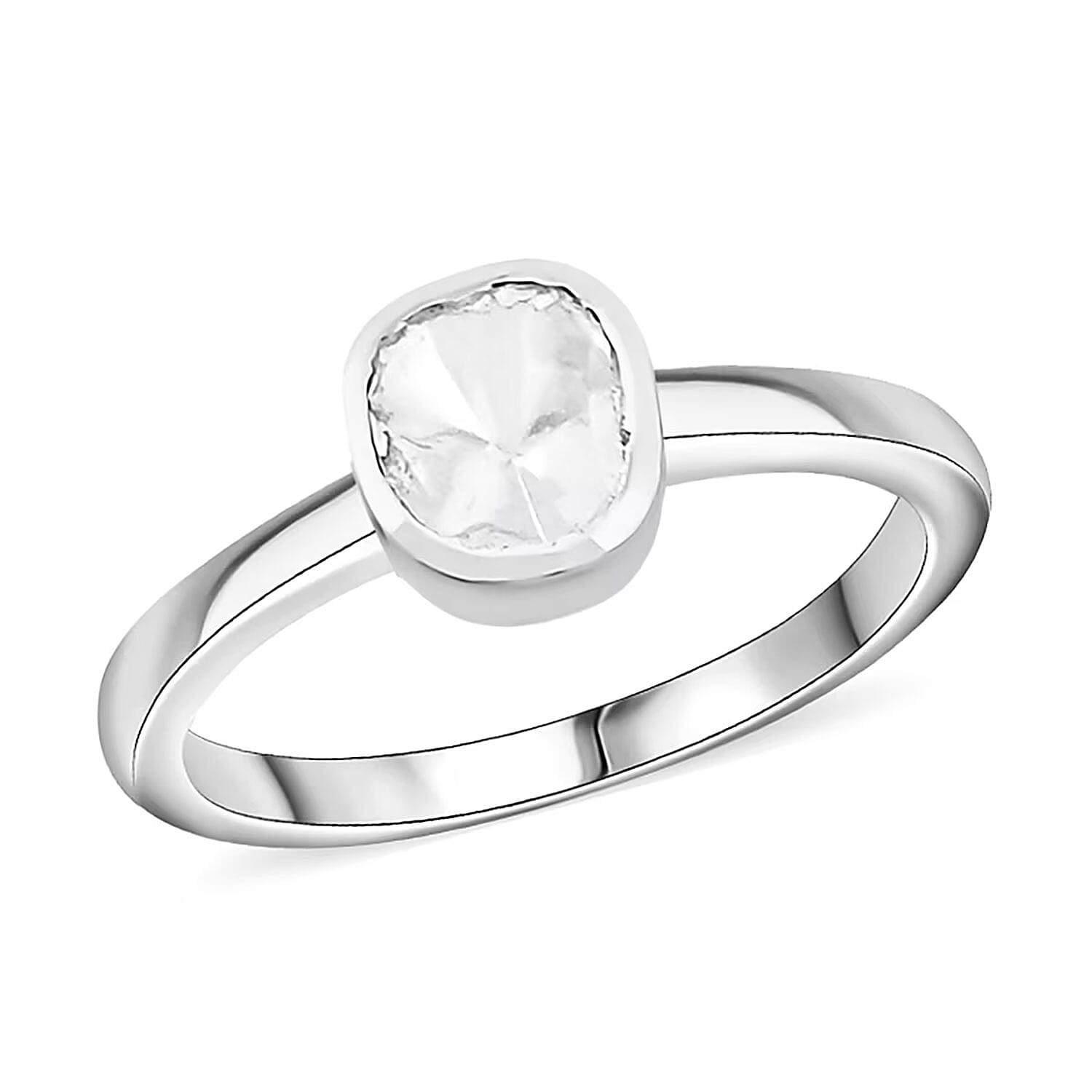 Lab Grown Polki Diamond 0.25 ctw Ring in Sterling Silver (Size 10.0)