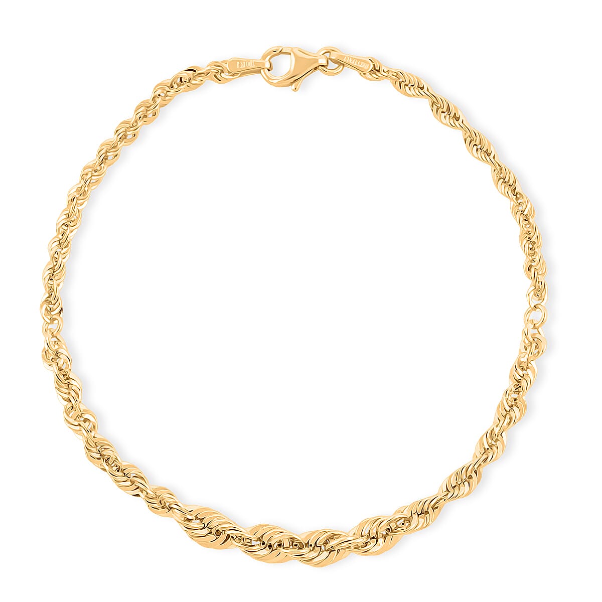 Italian 10K Yellow Gold Graduated Royal Rope Bracelet (7.50 In) 1.73 Grams