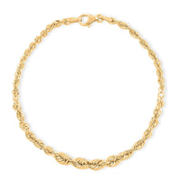 Italian 10K Yellow Gold Graduated Royal Rope Bracelet (7.50 In) 1.73 Grams