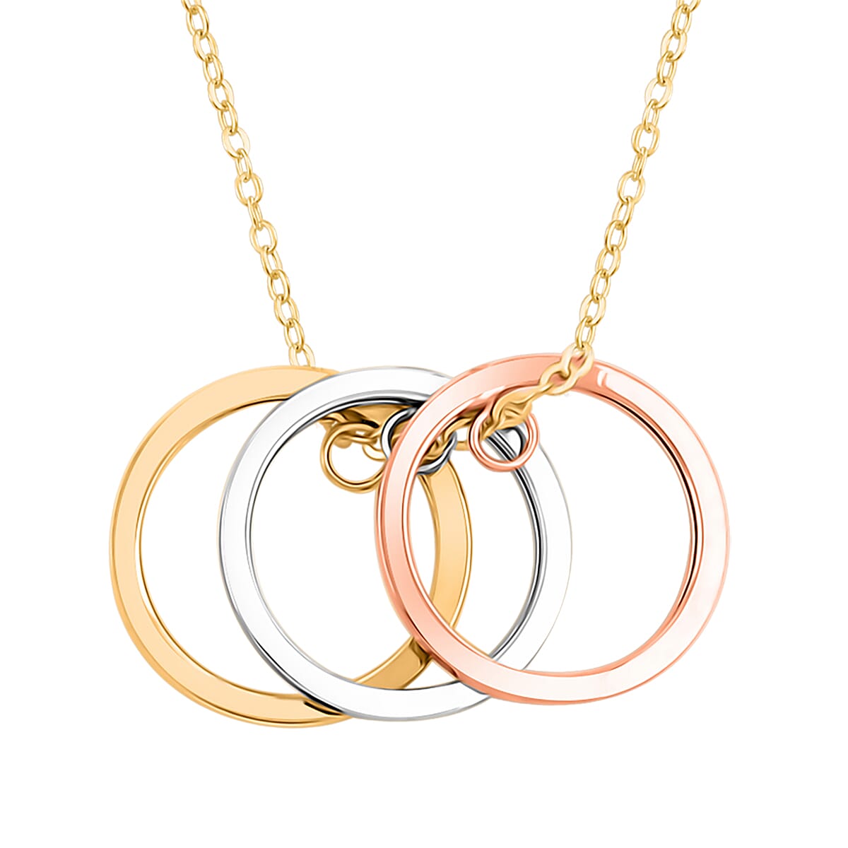 Italian 10K Tri-tone Gold Tricolor Circle Chain Necklace 18-20 Inches 1.06 Grams