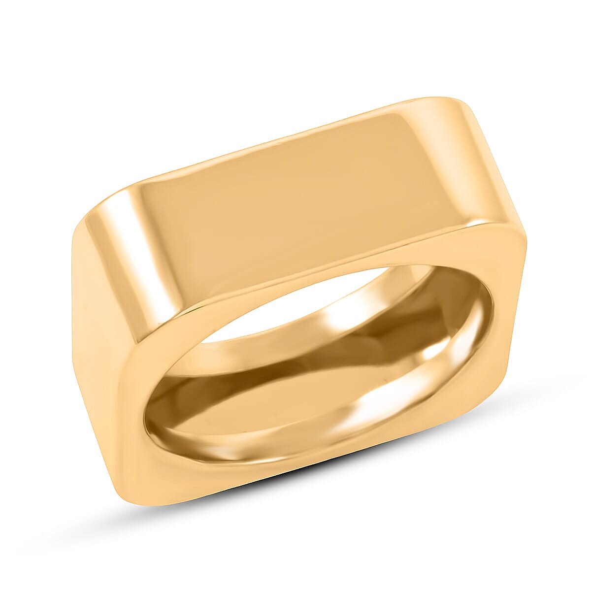 Italian 10K Yellow Gold Mirror Square Ring (Size 7) (2.34 g)