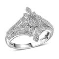 EverTrue White Diamond Accent Floral Ring in Platinum Bond (Size 10) - Sticky add to cart bar