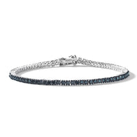 Luxuriant Lab Grown Blue Diamond SI 3.50 ctw Bracelet in Rhodium Over Sterling Silver (8.00 In)