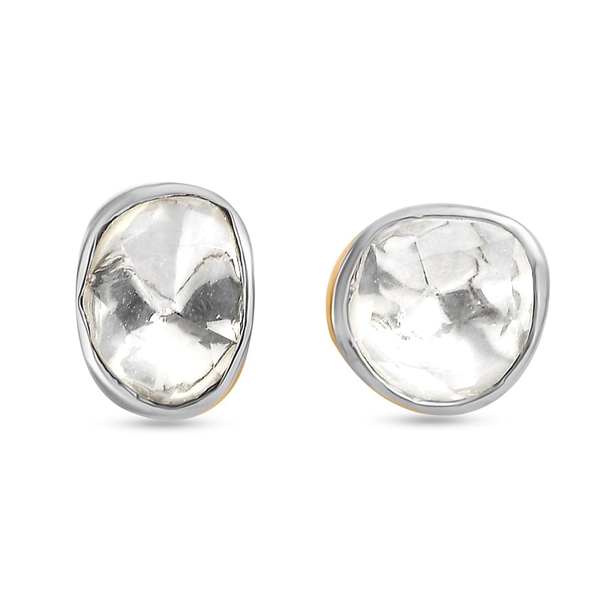 D'Joy Lab Grown Polki Diamond 0.50 ctw Stud Earrings in 18K Vermeil Yellow Gold Over Sterling Silver