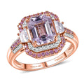Doorbuster D’joy Premium Martha Rocha Kunzite, Multi Gemstone Art Deco Ring in 18K Vermeil RG Over Sterling Silver (Size 10.0) 5.40 ctw - Sticky add to cart bar