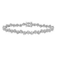 D'Joy Diamond 2.00 ctw Floral Bracelet in Rhodium Over Sterling Silver (6.50 In)