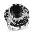 GP Thai Black Spinel and White Zircon 16.10 ctw Ring in Rhodium Over Sterling Silver (Size 10.0) - Sticky add to cart bar