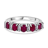 Burmese Ruby and Moissanite 2.03 ctw Ring in Rhodium Over Sterling Silver (Size 9)