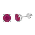 D'Joy Mozambique Ruby 2.00 ctw Solitaire Stud Earrings in Rhodium Over Sterling Silver - Sticky add to cart bar