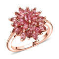 D'Joy Premium Blush Tourmaline Floral Spray Ring in 18K Vermeil RG Over Sterling Silver (Size 10.0) 2.10 ctw - Sticky add to cart bar