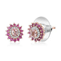 D'Joy Premium Blush Tourmaline and Multi Gemstone 0.85 ctw Crownlight Stud Earrings in 18K Vermeil Rose Gold Over Sterling Silver - Sticky add to cart bar