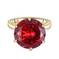 Lab Created Padparadscha Sapphire 13.12 ctw Ring in Vermeil Yellow Gold Over Sterling Silver (Size 6.5)