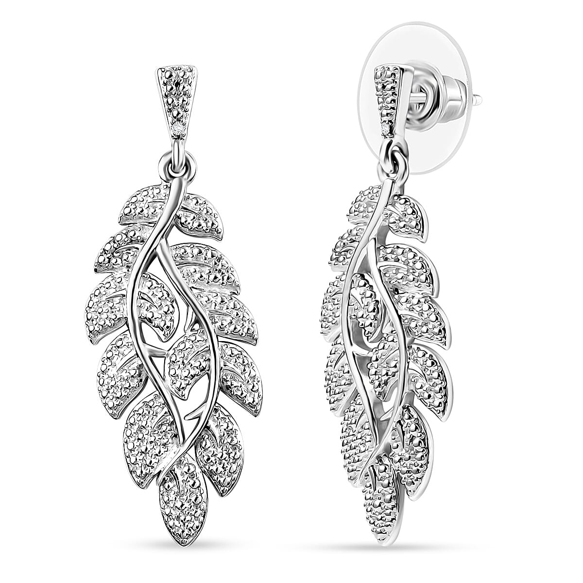 EverTrue White Diamond Accent Earrings in Platinum Bond