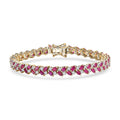 D'Joy Montepuez Ruby and Moissanite 9.50 ctw Bracelet in 18K Vermeil Yellow Gold Over Sterling Silver (7.25 In) - Sticky add to cart bar