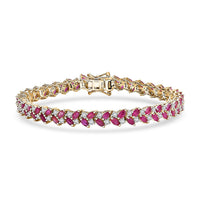 D'Joy Montepuez Ruby and Moissanite 9.50 ctw Bracelet in 18K Vermeil Yellow Gold Over Sterling Silver (7.25 In)