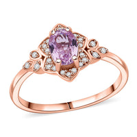 D'Joy Premium Martha Rocha Kunzite and White Zircon 1.20 ctw Ring in 18K Vermeil Rose Gold Over Sterling Silver