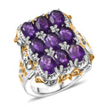 EverTrue African Amethyst  Cluster Ring 18K YG Plated and Platinum Bond (Size 10.0) 3.69 ctw - Sticky add to cart bar