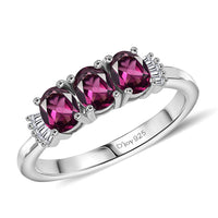 D'Joy Premium Radiant Ember Garnet and Diamond 1.35 ctw Ring in Platinum Over Sterling Silver (Size 10.0)