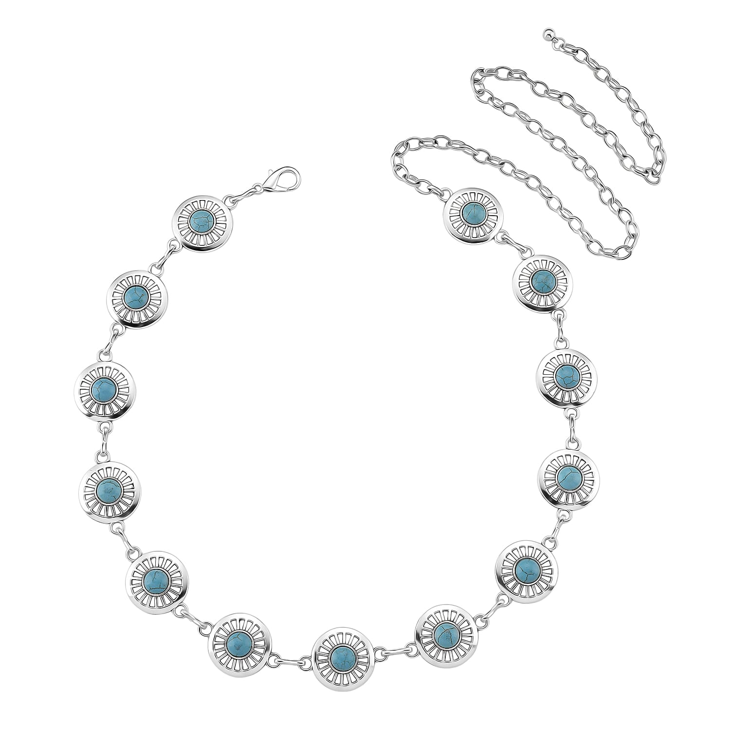Constituted Blue Howlite 26.00 ctw Southwestern Waist Chain 43 Inches