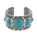 Constituted Blue Howlite 50.00 ctw Southwestern Cuff Bracelet in Silvertone (7.25 In) - Sticky add to cart bar