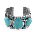 Constituted Blue Howlite 35.00 ctw Southwestern Cuff Bracelet in Silvertone (7.25 In) - Sticky add to cart bar