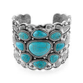 Constituted Blue Howlite 33.00 ctw Southwestern Cuff Bracelet in Silvertone (7.25 In) - Sticky add to cart bar