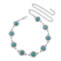 Constituted Blue Howlite 30.00 ctw Southwestern Waist Chain in Silvertone 43 Inches