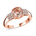 Certified & Appraised Luxoro AAA Marropino Morganite and I2 Diamond 1.85 ctw Ring in 14K Rose Gold (Size 10.0) 4.77 Grams - Sticky add to cart bar
