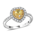 D'Joy Madagascar Yellow Sapphire and Moissanite 1.25 ctw Heart Ring in Rhodium Over Sterling Silver (Size 10.0) - Sticky add to cart bar