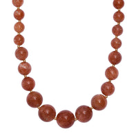 D'Joy AAAA RARE FIND Golden Sunstone 200.00 ctw Goldon Glow Beaded Necklace in 18K Vermeil Yellow Gold Over Sterling Silver 18-20 Inches