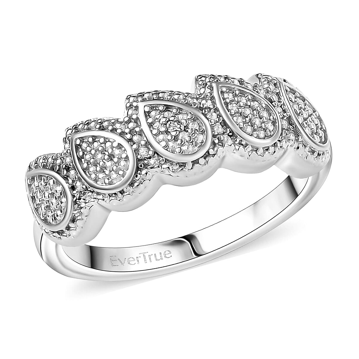 EverTrue White Diamond Accent Tears of Light Ring in Platinum Bond (Size 10.0)