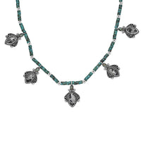 D'Joy Artisan Crafted White Buffalo and Multi Gemstone 62.30 ctw Necklace 18-20 Inches in Sterling Silver