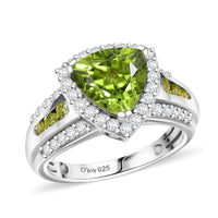 D'Joy Peridot and White Zircon 3.75 ctw Ring in Rhodium Over Sterling Silver (Size 10.0)