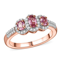 D'Joy Premium Mahenge Spinel, Moissanite Ring in 18K Vermeil RG Over Sterling Silver (Size 10.0) 0.85 ctw
