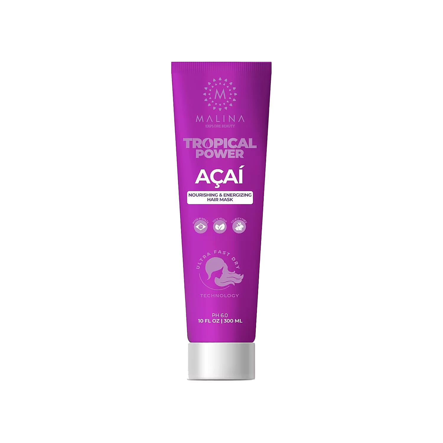 Malina Tropical Power Acai Nourishing & Energizing Hair Mask (10oz)