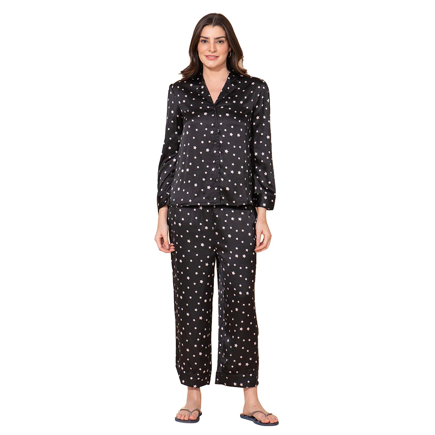 TAMSY  Polyester Printed Nightwear Set - L