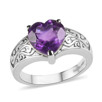 EverTrue African Amethyst Ring in Stainless Steel (Size 10.0) 3.20 ctw