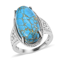 EverTrue Mojave Blue Turquoise Solitaire Ring in Stainless Steel (Size 10.0) 11.85 ctw