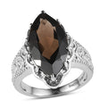 EverTrue Brazilian Smoky Quartz 6.60 ctw Solitaire Ring in Stainless Steel (Size 10.0) - Sticky add to cart bar