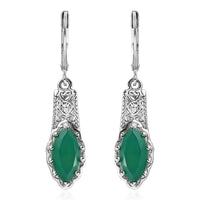 EverTrue Green Onyx 3.70 ctw Lever Back Earrings in Stainless Steel