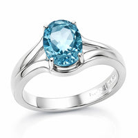 EverTrue Sky Blue Topaz Split Shank Ring in Stainless Steel (Size 10.0) 3.25 ctw