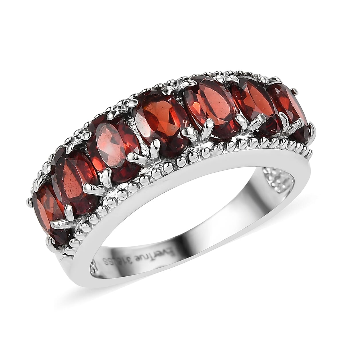 EverTrue Mozambique Garnet Ring in Stainless Steel (Size 10.0) 3.50 ctw
