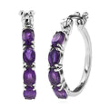EverTrue African Amethyst 3.50 ctw Hoop Earrings in Stainless Steel - Sticky add to cart bar