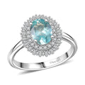 D’Joy Lagoon Apatite, Diamond (0.36 cts) Ring in Rhodium Over Sterling Silver (Size 10.0) 1.55 ctw - Sticky add to cart bar