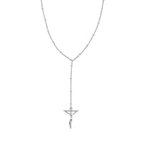 Crucifix Beaded Necklace in Stainless Steel 36 Inches